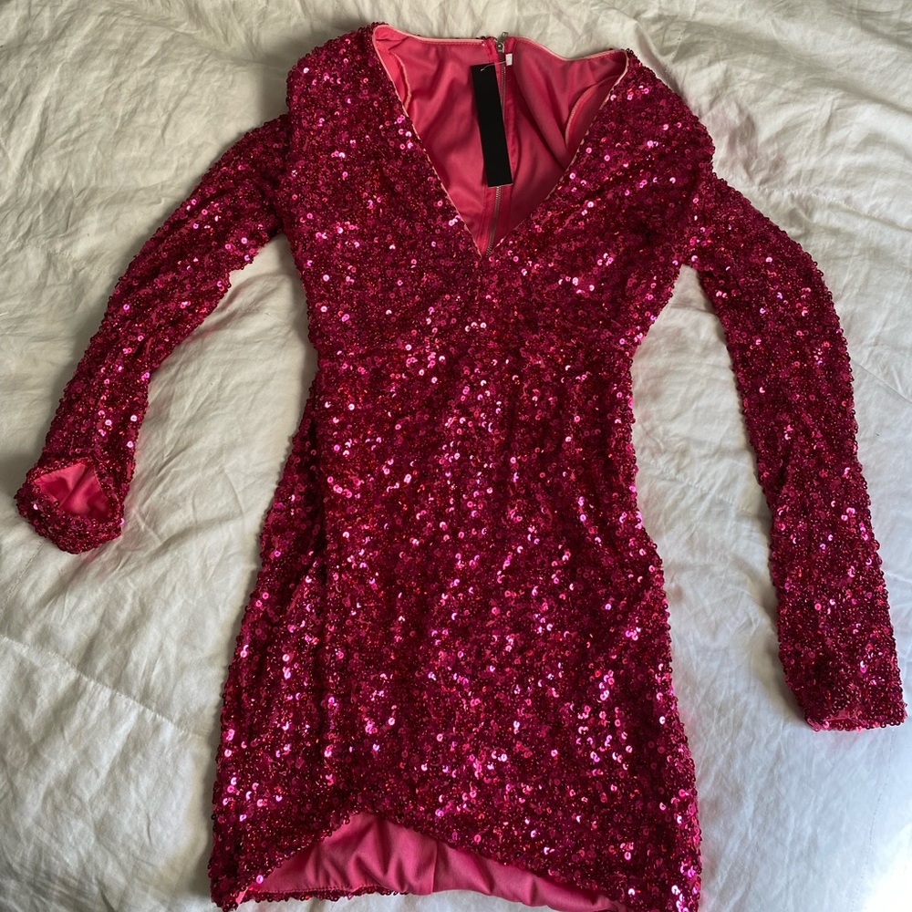Deep v neck sequins bodycon dress